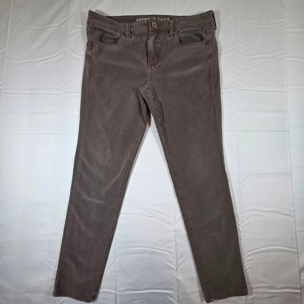 American Eagle Outfitters AE Sateen X4 360 Super Stretch Jegging Taupe Brown 12